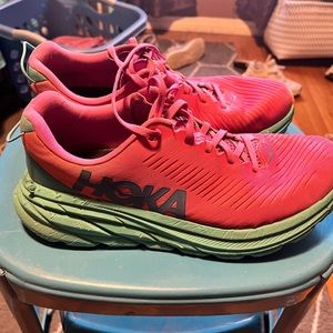 Hot pink hokas. Still have lots of wear left in them.